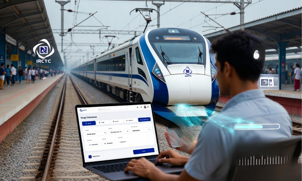 New IRCTC website launch announcement with improved train ticket booking system, faster servers, and better user experience for railway passengers.